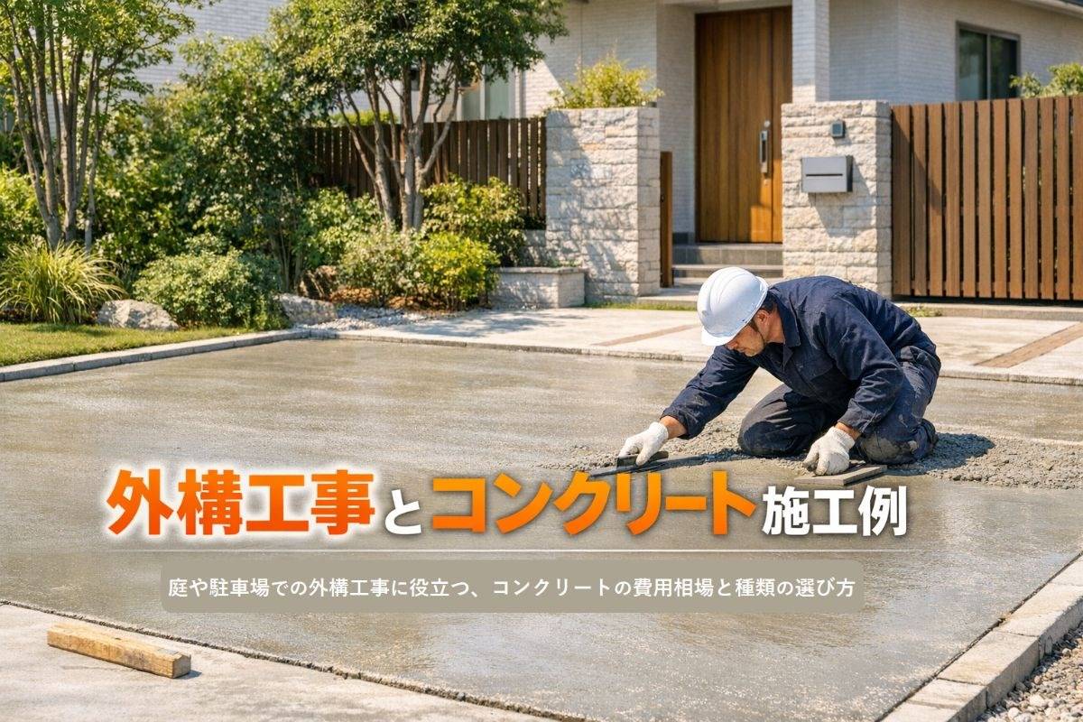 外構工事でコンクリートの費用相場と施工例｜庭・駐車場の種類と失敗しない選び方