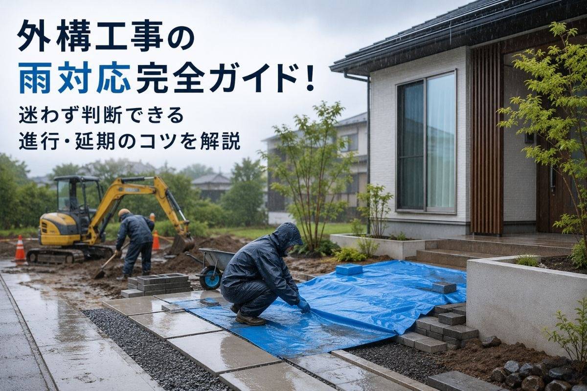 外構工事の雨対応完全ガイド！迷わず判断できる進行・延期のコツを解説