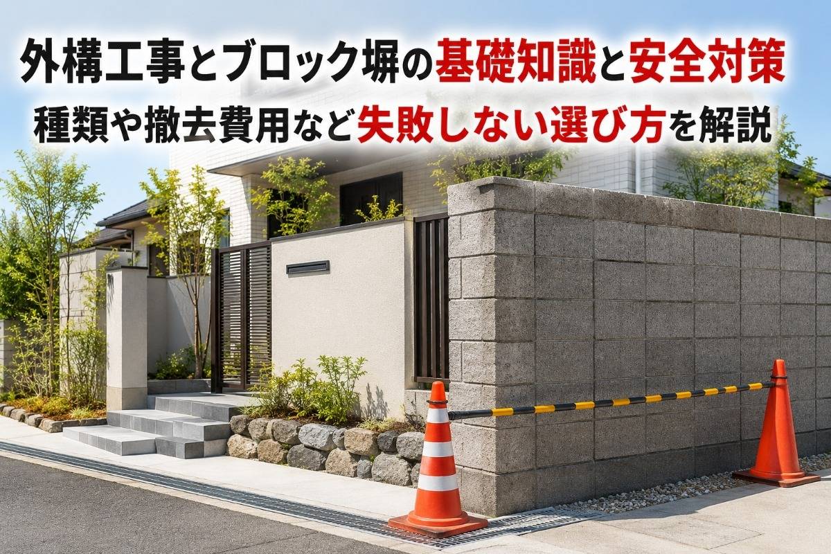 外構工事とブロック塀の基礎知識と安全対策｜種類や撤去費用など失敗しない選び方を解説